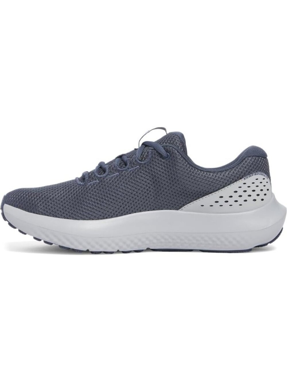 Men's Gray White Running Breathable No Heel Closed Toe Charged Surge Sneaker